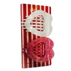 Piper & Co. Heart Shaped Hair Claw Clip Set - White and Pink